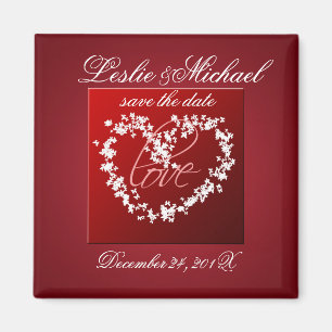 Love, butterflies heart, save the date magnet