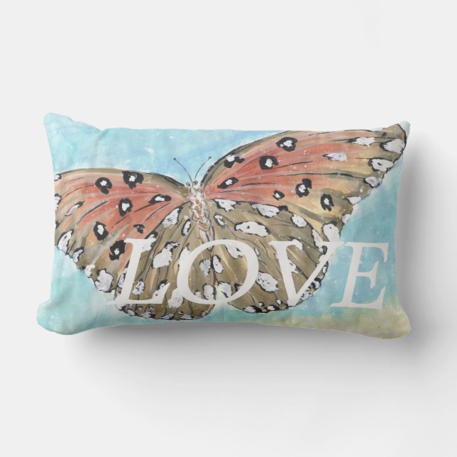 lOVE butterfly blue sky inspiration pillow (Front)