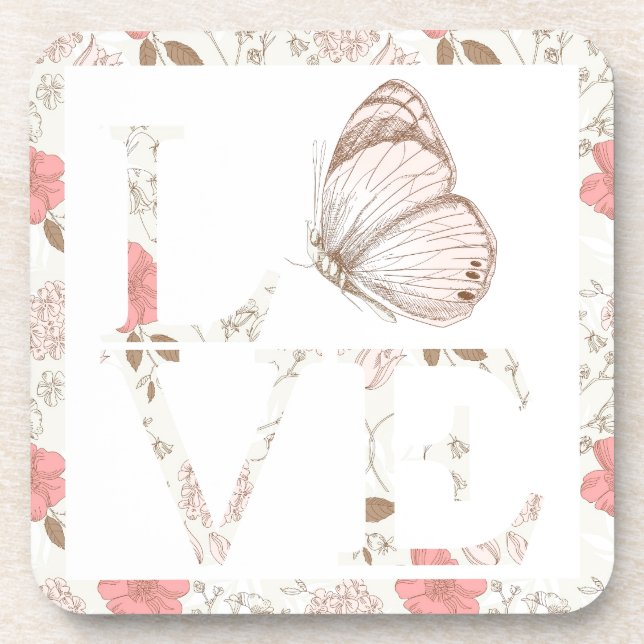 Love Butterfly Floral Coaster (Front)