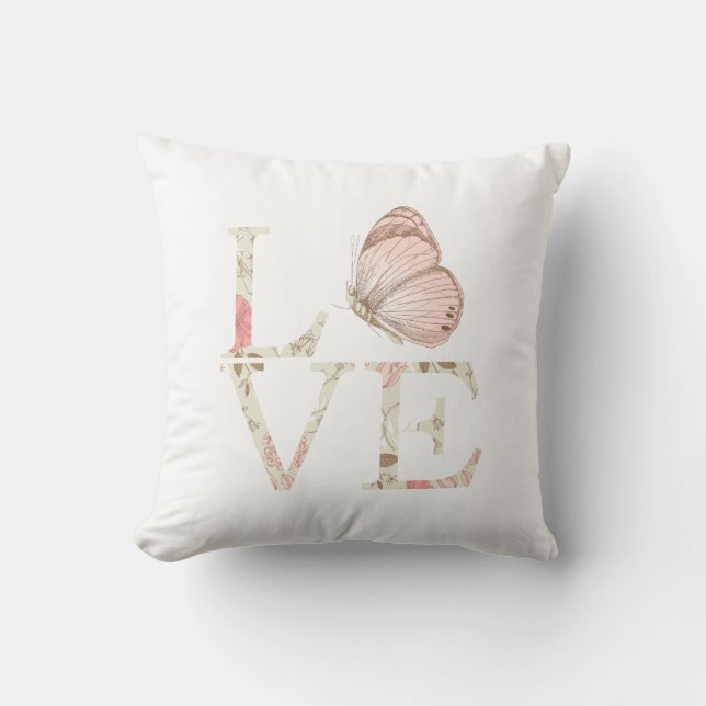 Love Butterfly Floral Cushion (Front)