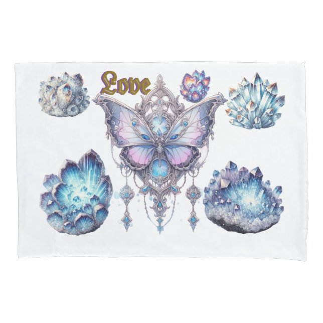 Love Butterfly Floral Frame Basic Dark T-Shirt Pillowcase (Front)