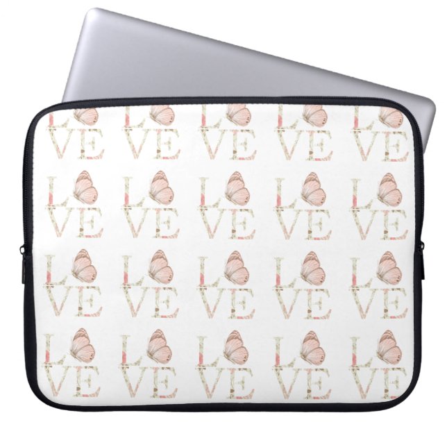 Love Butterfly Floral Laptop Sleeve (Front)