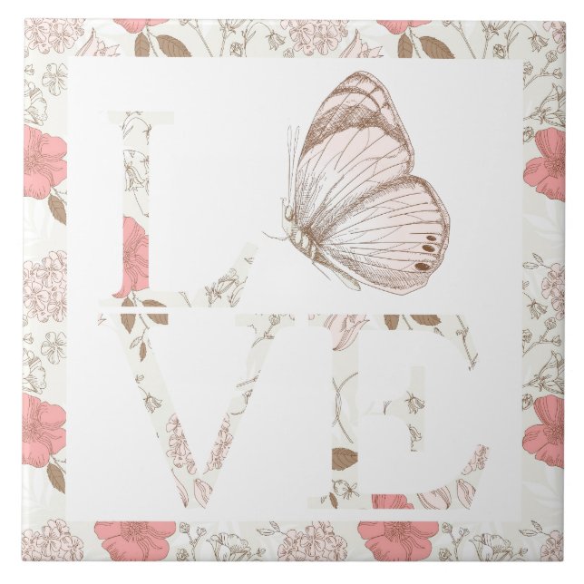 Love Butterfly Floral Tile (Front)