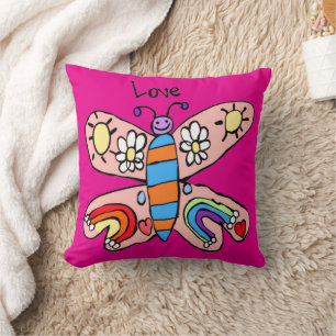 Love Butterfly Hot Pink Pillow