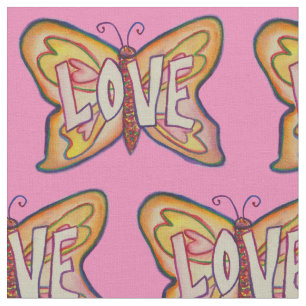 Love Butterfly Inspirational Word Fabric Material