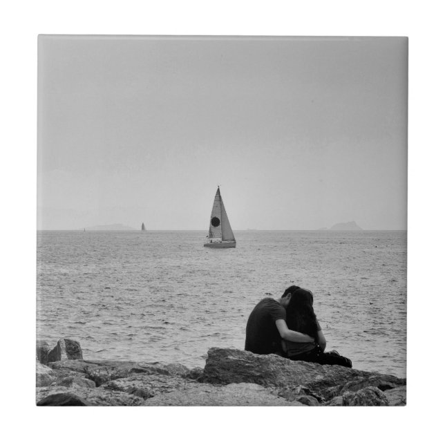 Love by sea ceramic tile (Front)
