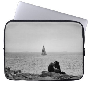 Love by sea laptop sleeve