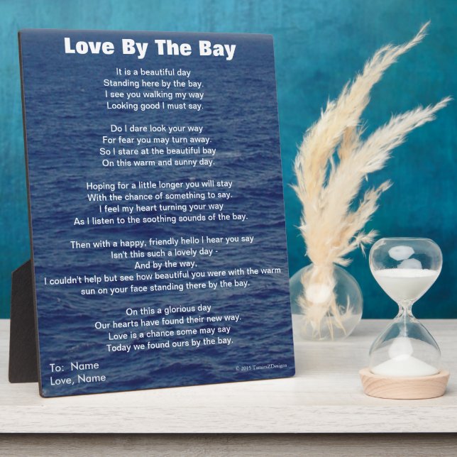 Love By The Bay Poem Blue Water Names Plaque (Side)