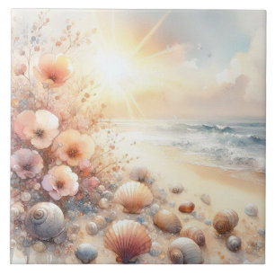 Love by the sea ceramic tile