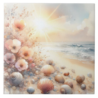 Love by the sea ceramic tile