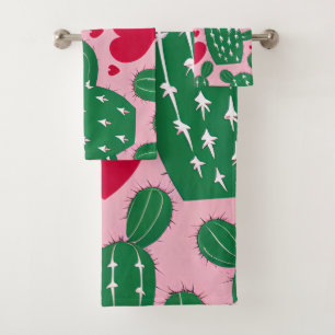 Love Cactus Pattern Bath Towel Set