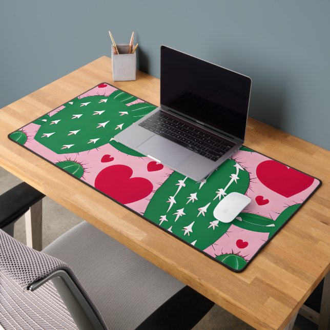 Love Cactus Pattern Desk Mat (Office 2)