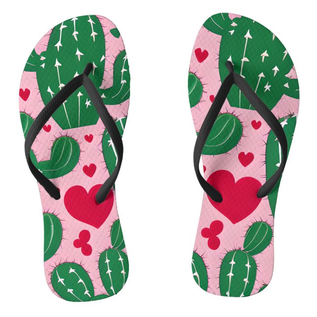 Love Cactus Pattern Thongs (Footbed)