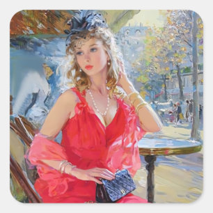 love cafe  square sticker