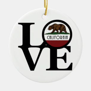 LOVE California Ceramic Ornament