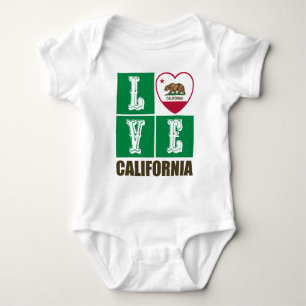 Love California Republic State Flag Heart Pride Baby Bodysuit