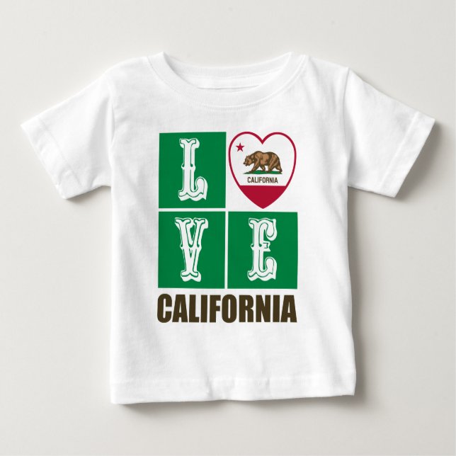 Love California Republic State Flag Heart Pride Baby T-Shirt (Front)