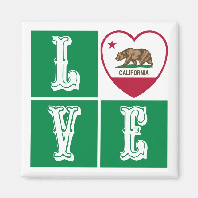 Love California Republic State Flag Heart Pride Magnet (Front)