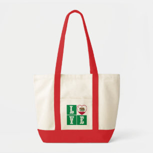 Love California Republic State Flag Heart Pride Tote Bag