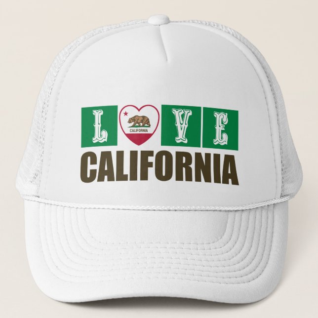 Love California Republic State Flag Heart Pride Trucker Hat (Front)