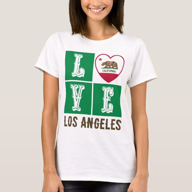 Love California State Flag Heart Los Angeles T-Shirt (Front)