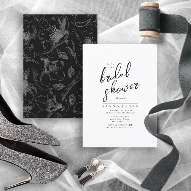 Love Calligraphy Bridal Shower Floral B&W ID940 (Creator Uploaded)