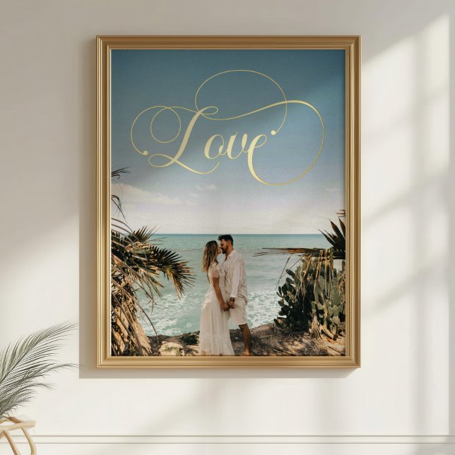 Love Calligraphy Couple Photo Foil Print (Creator Uploaded)