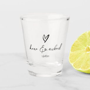 Love Calligraphy Heart Black B&W ID940 Shot Glass