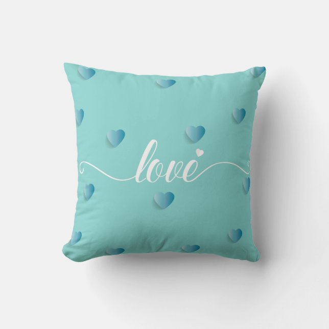 Love calligraphy heart romantic design cushion (Front)