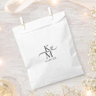 Love Calligraphy Initials Heart Black B&W ID940 Favour Bag