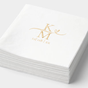 Love Calligraphy Initials Heart Swash ID940 Foil Napkins