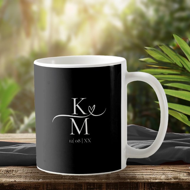 Love Calligraphy Initials Heart White B&W ID940 Coffee Mug (Creator Uploaded)