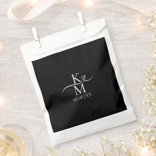 Love Calligraphy Initials Heart White B&W ID940 Favour Bag