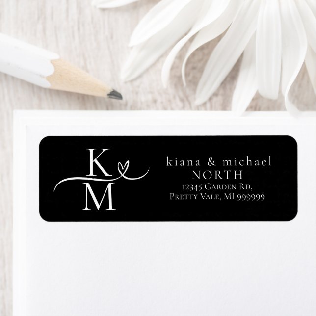Love Calligraphy Initials Swash White ID940 Return Address Label (Insitu)
