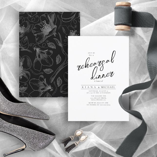 Love Calligraphy Rehearsal Dinner Floral B&W ID940 (Creator Uploaded)