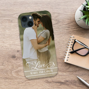 Love Calligraphy Script Photo Personalised iPhone 13 Case