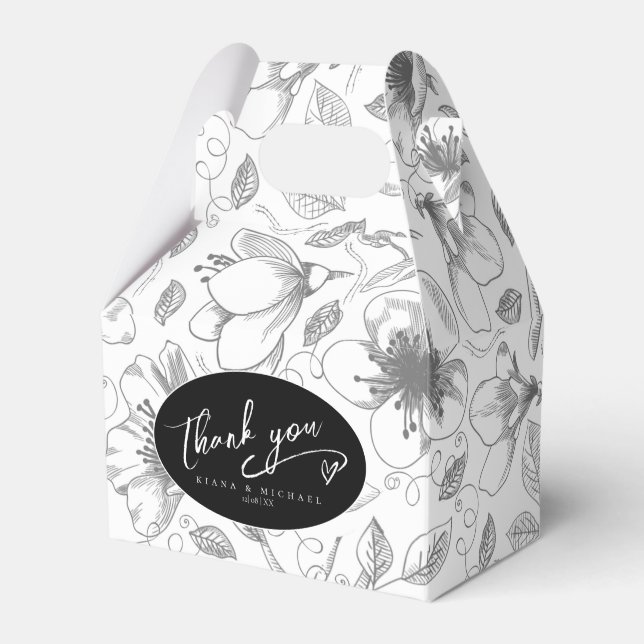 Love Calligraphy Thank You Heart Black ID940 Favour Box (Front Side)