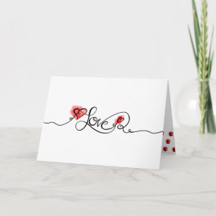 LOVE Calligraphy Watercolor Valentine's Day Photo Holiday Card