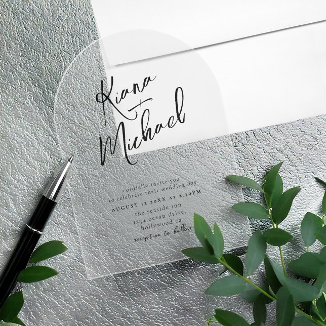 Love Calligraphy Wedding B&W Arch ID940 Acrylic Invitations (Creator Uploaded)