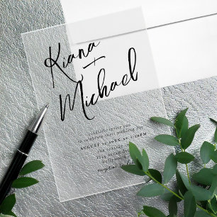 Love Calligraphy Wedding B&W Transparent ID940 Acrylic Invitations