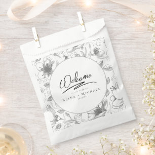 Love Calligraphy Wedding Floral Pattern Blk ID940 Favour Bag