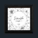 Love Calligraphy Wedding Floral Pattern Blk ID940 Gift Box<br><div class="desc">Elegant handwritten script text and brush stroke accents are used to create the pieces of this beautiful, modern wedding suite. The coordinating keepsake box for any wedding party member shown here for a bridesmaid in black on white, also features a hand drawn floral pattern for an eye-catching background. Easily add...</div>