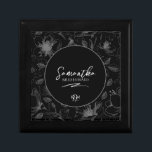 Love Calligraphy Wedding Floral Pattern Wht ID940 Gift Box<br><div class="desc">Elegant handwritten script text and brush stroke accents are used to create the pieces of this beautiful, modern wedding suite. The coordinating keepsake box for any wedding party member shown here for a bridesmaid in white on black, also features a hand drawn floral pattern for an eye-catching background. Easily add...</div>