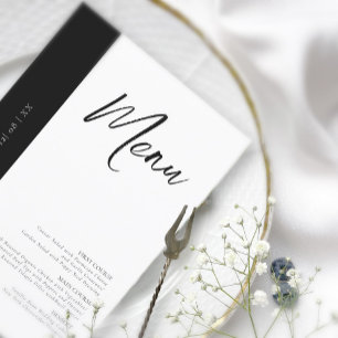 Love Calligraphy Wedding Menu B&W ID940