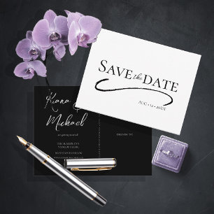 Love Calligraphy Wedding Save the Date B&W ID940 Announcement Postcard