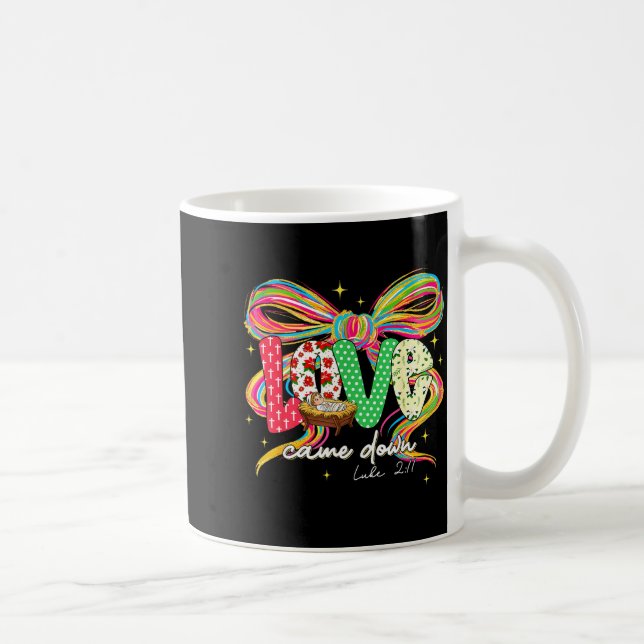 Love Came Down Coquette Bow Christian Christmas Ba Coffee Mug (Right)