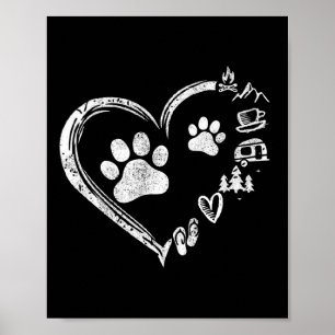 Love Camping Dog Paw Print Heart Flip Flops Coffee