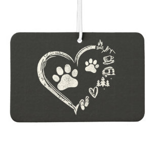 Love Camping Dog Paw Print Heart Flip Flops Coffee Car Air Freshener