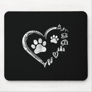 Love Camping Dog Paw Print Heart Flip Flops Coffee Mouse Pad
