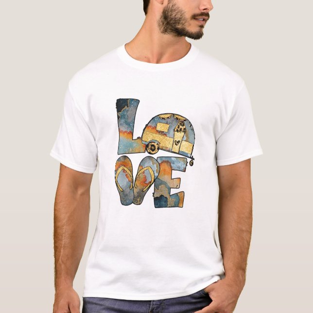 Love Camping Flip Flop Camper T-Shirt (Front)